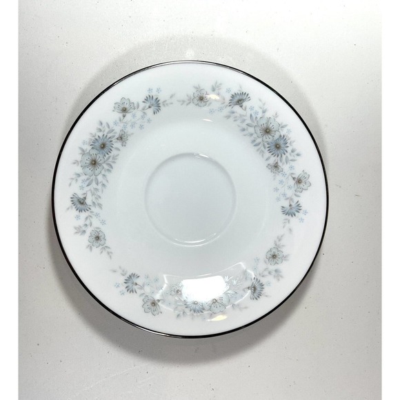 5 Noritake Japan Inverness Saucer 6716 Blue Flowers Platinum Rim Contemporary - Picture 2 of 6
